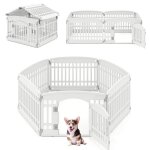 Barrire pliable  6 panneaux pour animaux costway enclos dexercice portable avec porte  verrouillage ...