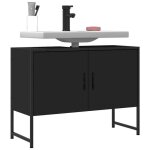 Prix bas - armoire lavabo de salle de bain - meuble de rangement - noir 80x33x60cm bois ing�nierie ?8764077019 ...
