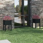 Prix bas - cache - pot - bac fleurs - jardinires dextrieur 2pcs noir 40x40x70cm bois de pin massif ...