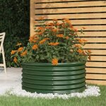 Prix bas - cache - pot - bac fleurs - jardinire de jardin acier enduit de poudre 80x80x36 cm vert ?4572874289 ...