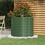 Prix bas - cache - pot - bac fleurs - jardinire de jardin acier enduit de poudre 80x80x68 cm vert ?6233334357 ...