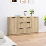 Prix bas - enfilade buffet de cuisine - lot de 2 buffets ch�ne sonoma 60x30x70 cm - bois ding�nierie ...