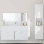 Prix bas - ensemble de meubles salle de bain 3 pcs - armoire colonne de bain - blanc bois dingnierie ...