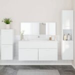 Prix bas - ensemble de meubles salle de bain 4 pcs - armoire colonne de bain - blanc bois dingnierie ...