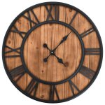 Prix bas - horloge murale - grand cadran - vintage � quartz bois et m�tal 60 cm xxl ?452365099391)
