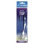 Bas de ligne trainard surf - flashmer - 3 hameons - taille n2 + 1 / 0 - nylon 040 - couleur argent ...