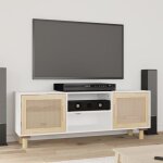 Prix bas - meuble tv / télévision / hi - fi - blanc 105x30x40cm bois de pin massif et rotin naturel ?654218871 ... Prix bas - meuble tv / télévision / hi - fi - blanc 105x30x40cm bois de pin massif et rotin naturel ?654218871 ...