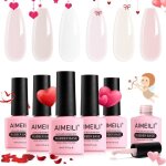 Aimeili 5 en 1 builder base gel set 6pcs 8ml naturel rose nude base et structure pour extensionsrparation ...