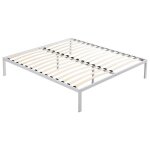 Basi sommier � lattes avec pieds en acier robuste 160x200 cm blanc