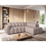 Basile - canapé dangle droit 4 places assise extensible électrique avec coffre en tissu texturé - taupe ... Basile - canapé dangle droit 4 places assise extensible électrique avec coffre en tissu texturé - taupe ...