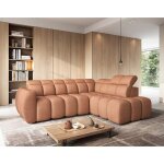 Basile - canapé dangle droit 4 places assise extensible électrique avec coffre en tissu texturé - terracotta ... Basile - canapé dangle droit 4 places assise extensible électrique avec coffre en tissu texturé - terracotta ...