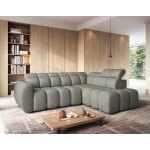 Basile - canap� dangle droit 4 places assise extensible �lectrique avec coffre en tissu textur� - vert ...