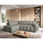 Basile - canap� dangle gauche 4 places assise extensible �lectrique avec coffre en tissu textur� - vert ...