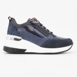 Baskets compens�es � sequins cuir zip dor�e avec lacets femme keys