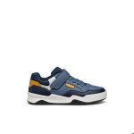 Baskets enfant - geox - perth e - bleu aviateur / gris - fermeture scratch - semelle respirante