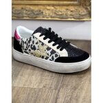 Baskets femme lopard pailletes - sneakers mode avec toile dor