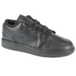 Baskets gar�on - jordan - air jordan 1 low gs 553560 - 093 - noir - cuir - lacets