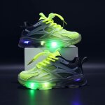 Baskets lumineuses pour enfants - t - ecelen - respirantes - confortables - noir et vert