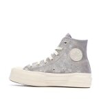 Chaussure converse modle chuck taylor all star lift platform suede shimmer hi - coleur violet