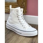 Baskets montantes femme en toile - sneakers plateformes montantes  lacets