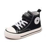 Baskets toile mixte enfant haute chaussures lger respirante antidrapant pour garcon et fille - noir ...