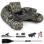 Bateau de pche gonflable costway - rgle  poisson - palmes - support de canne - poche de rangement ...