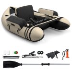 Bateau de p�che gonflable portable - gymax - flotteur de p�che simple avec bretelles r�glables pagaie ...