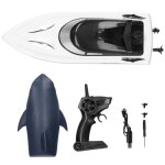 Bateau t�l�command� 2 en 1 avec t�te forme de requin jouet de bateau de course �lectrique rc 2. 4g