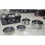 Batterie de cuisine 10 pcs inox avec revtement nie dabeille - induction - tout feux