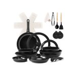 Batterie de cuisine 23 pices - alightup - poles 16 22 26 30cm casseroles 18 20cm sauteuse 26cm poigne ...