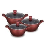 Batterie de cuisine 6 pices cheffinger burgundy avec revtement marbre