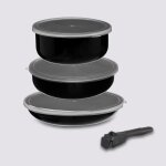 Batterie de cuisine 7 pi�ces en aluminium press� avec poign�e amovible