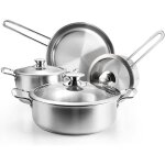 Batterie de cuisine en acier inoxydable À 3 couches7 piècespoêle À frirecasserole et marmite avec couvercle ... Batterie de cuisine en acier inoxydable À 3 couches7 piècespoêle À frirecasserole et marmite avec couvercle ...