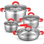 Batterie de cuisine en acier inoxydable. batterie de cuisine 8 pices. tous cuisinires : induction gaz ...