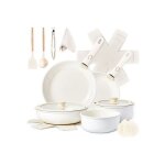 Batterie de cuisine - alightup - ensemble de cuisine 19 pices 2 poles + 1 sauteuse + 2 casseroles avec ...