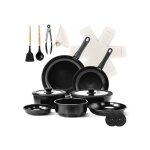 Batterie de cuisine - alightup - ensemble de cuisine 23 pi�ces 4 po�les + 1 sauteuse + 2 casseroles avec ...