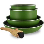 Batterie de cuisine amovible empilable tous feux dont induction rev�tement c�ramique antiadh�sif sans ...