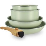 Batterie de cuisine amovible revtement antiadhsif cramique sans pfas / ptfe - 2 poles 22 / 26cm 2 ...