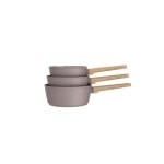 Batterie de cuisine arthur martin set de 3 casseroles am0208 taupe