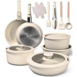 Batterie de cuisine cramique induction - swapy - 19 pices - poles antiadhsives - poignes amovibles ...