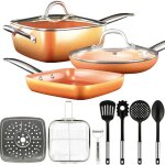 Batterie de cuisine couleur cuivre. ensemble de 12 pices. tous cuisinires : induction gaz vitrocramique. ...