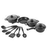 Batterie cuisine extrieure fonte fine 13 pices casseroles spatules poles soupe antiadhsives marmites ...