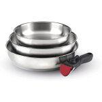 Batterie de cuisine à induction 4 pièces - set de 3 poêles en inox 20 24 et 26 cm avec poignée amovible ... Batterie de cuisine à induction 4 pièces - set de 3 poêles en inox 20 24 et 26 cm avec poignée amovible ...