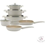 Batterie de cuisine leian home ® 10 pièces - avec couvercles en verre - revêtement antiadhésif beige Batterie de cuisine leian home ® 10 pièces - avec couvercles en verre - revêtement antiadhésif beige