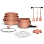 Batterie de cuisine avec manche amovible 18 pices vieux rose arthur martin amp16