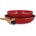 Batterie de cuisine - menastyl - colorama - aluminium - 2 po�les + 1 poign� - coloris magenta