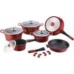 Batterie de cuisson complte effet marbre - 17 pices - tous feux - rouge bordeaux