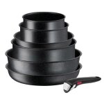 Tefalingenio black stone batterie de cuisine 7 pices empilable gain de place revtement antiadhsif ...