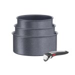 Batterie de cuisine - tefal - l7669253 - 4 pi�ces 16 / 18 / 20 cm - poign�e amovible s�curis� - rev�tement ...