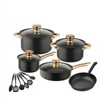 Batterie de cuisine15p - sonook - revtement antiadhsif - poles - poles - casseroles applicable tous ...